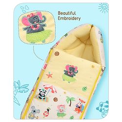 Babyhug Velour Sleeping Bag Animal Faces Print - Multicolor