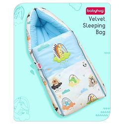 Babyhug Velour Sleeping Bag Animal Faces Print - Multicolor