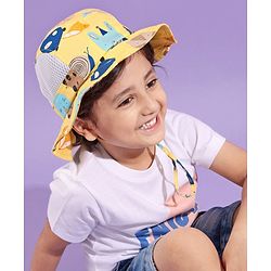 Babyhug Snail Print Bucket Hats Yellow - Diameter 16.5 cm