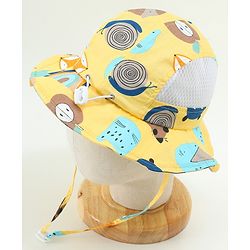 Babyhug Snail Print Bucket Hats Yellow - Diameter 16.5 cm