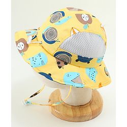 Babyhug Snail Print Bucket Hats Yellow - Diameter 16.5 cm