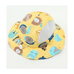 Babyhug Snail Print Bucket Hats Yellow - Diameter 16.5 cm
