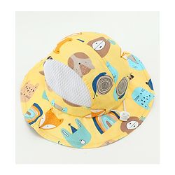 Babyhug Snail Print Bucket Hats Yellow - Diameter 16.5 cm