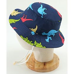 Babyhug Dino Print Bucket Hats Navy Blue - Diameter 16.5 cm
