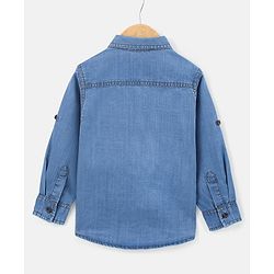 Babyhug Full Sleeves Denim Shirt with Number Print - Blue