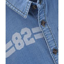 Babyhug Full Sleeves Denim Shirt with Number Print - Blue