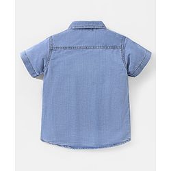 Babyhug Cotton Denim Half Sleeves Solid Shirt- Blue