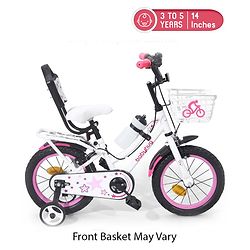 Babyhug Speedy Bicycle With Bell - Pink White| Storage Basket| Durable Brake
