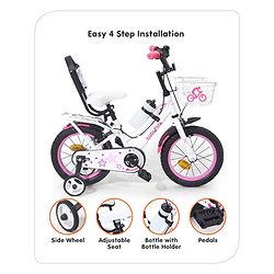 Babyhug Speedy Bicycle With Bell - Pink White| Storage Basket| Durable Brake