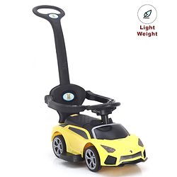 Babyhug 3 in 1 Manual Push Ride on Car with Parent Push Handle - Yellow