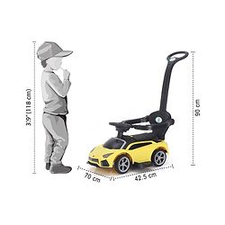 Babyhug 3 in 1 Manual Push Ride on Car with Parent Push Handle - Yellow
