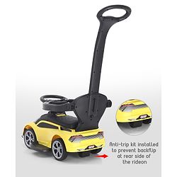 Babyhug 3 in 1 Manual Push Ride on Car with Parent Push Handle - Yellow