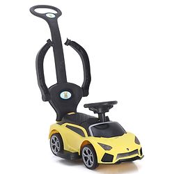 Babyhug 3 in 1 Manual Push Ride on Car with Parent Push Handle - Yellow