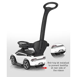 Babyhug 3 in 1 Manual Push Ride on Car with Parent Push Handle - White