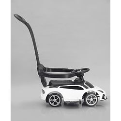 Babyhug 3 in 1 Manual Push Ride on Car with Parent Push Handle - White