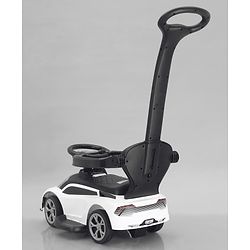 Babyhug 3 in 1 Manual Push Ride on Car with Parent Push Handle - White