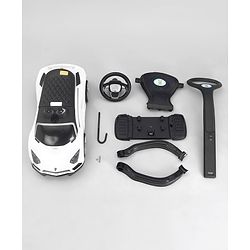 Babyhug 3 in 1 Manual Push Ride on Car with Parent Push Handle - White