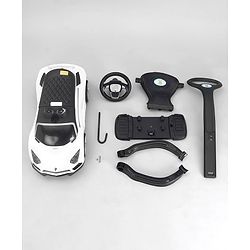 Babyhug 3 in 1 Manual Push Ride on Car with Parent Push Handle - White