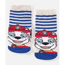 Cute Walk By Babyhug Paw Petrol Design Anti-Bacterial Ankle Length Socks Pack Of 3 - Blue & Red