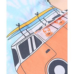 Babyhug Cotton Half Sleeves T-Shirt & Shorts Set Bus & Text Print- Blue