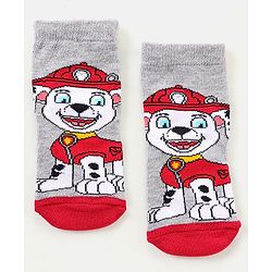 Cutewalk By Babyhug Anti Bacterial Ankle Length Non Terry Socks Paw Patrol Design Pack of 3- Grey & Red