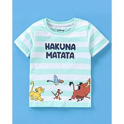 Babyhug Cotton Knit Half Sleeves Hakuna Matata Print T-Shirt - Blue