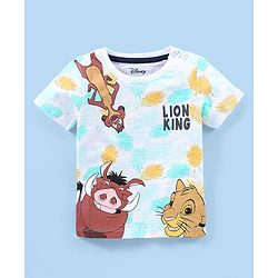 Babyhug Cotton Half Sleeves T-Shirt Lion King Print - White
