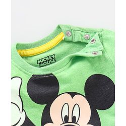 Babyhug Cotton Half Sleeves T-Shirt Mickey Mouse Print - Olive Green