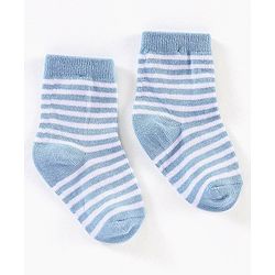 Cute Walk by Babyhug Anti Bacterial Ankle Length Non Terry Striped Socks Pack of 3 - Blue Yellow