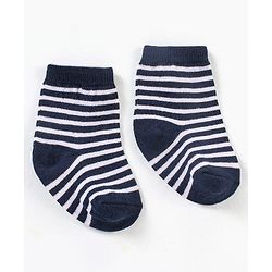 Cute Walk by Babyhug Ankle Length Anti Bacterial Striped Socks Pack Of 3 - Red Black