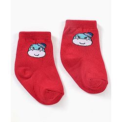 Cute Walk by Babyhug Ankle Length Anti Bacterial Striped Socks Pack Of 3 - Red Black