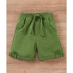 Babyhug 100% Cotton Half Sleeves T-Shirt and Knee Length Shorts Lion Print - White and Olive