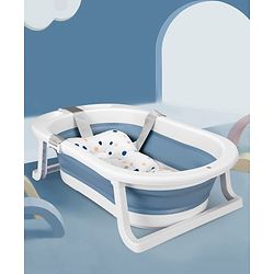Babyhug Foldable Bath Tub with Printed Cushion - Blue