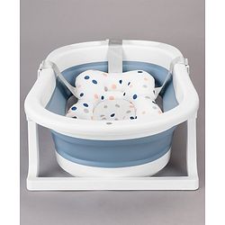 Babyhug Foldable Bath Tub with Printed Cushion - Blue