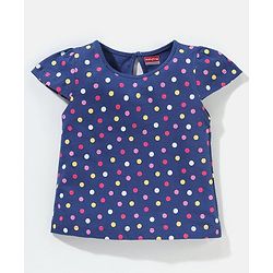 Babyhug Cotton Short Sleeves Tees with Graphics & Frill Detailing Pack of 5 - Blue & Pink