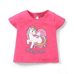 Babyhug 100% Cotton Half Sleeves Tee With Unicorn & Text Graphics Pack of 5- Pink & Blue