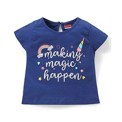 Babyhug 100% Cotton Half Sleeves Tee With Unicorn & Text Graphics Pack of 5- Pink & Blue