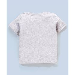 Babyhug Half Sleeves Cotton T-Shirt & Shorts Set Stripes & Dino Print - White & Blue