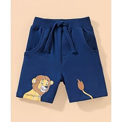 Babyhug Half Sleeve Printed T-Shirt and Shorts  Lion & Text Print - White Blue