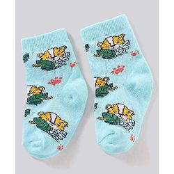 Cute Walk by Babyhug Anti Bacterial Ankle Length Non Terry Striped Socks Pack of 3  Tiger Design - Blue Orange