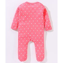 Babyhug Cotton Full Sleeves Sleepsuit Deer & Dot Print- Pink