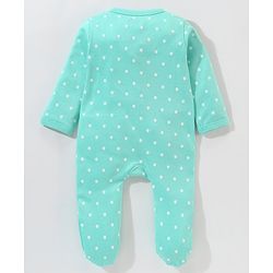Babyhug Cotton Full Sleeves Sleep Suit Deer & Polka Dots Printed - Green
