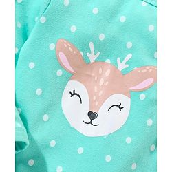 Babyhug Cotton Full Sleeves Sleep Suit Deer & Polka Dots Printed - Green