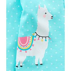 Babyhug Cotton Full Sleeves Sleep Suit Llama & Bird Print- Blue