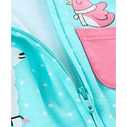 Babyhug Cotton Full Sleeves Sleep Suit Llama & Bird Print- Blue
