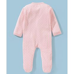 Babyhug Cotton Full Sleeves Sleepsuit Elephant Print - Peach