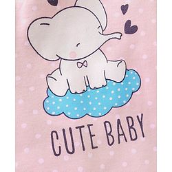 Babyhug Cotton Full Sleeves Sleepsuit Elephant Print - Peach