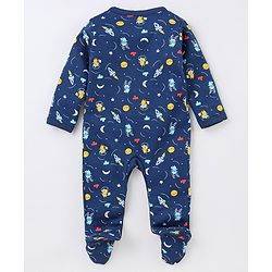Babyhug Cotton Full Sleeves Sleep Suit Space Print- Blue