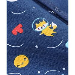 Babyhug Cotton Full Sleeves Sleep Suit Space Print- Blue