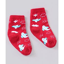Cute Walk by Babyhug Anti Bacterial Ankle Length Striped Socks Pack of 3 - Blue Red